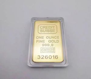 非磁気クレジットスイスインゴット1オンスゴールドメッキの地金バースイスお土産コインギフト50 x 28 mm異なるシリアルレーザーnumbe7923813