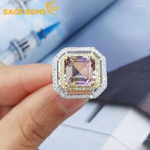 Klusterringar SACE GEMS Fashion 925 Sterling Silver 10mm Natural Ametrine Luxury For Women Created Wedding Engagement Party Fine Jewelry