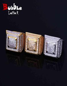 Guldfärg kopparmaterial Iced Full CZ Hip Hop Rings Fashion Hiphop Jewelry Size 7126008854