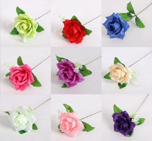 50pcs 3Quot Rose Leaf Rod Artificial Silk Flower for Wedding Bridal Bouquet Decoration2482010