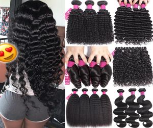 9A Brazilian Human Hair Weave Straight Body Wave Deep Wave Kinky Curly Loose Wave 100 Brazilian Peruvian Malaysian Human Hair Bun25500131