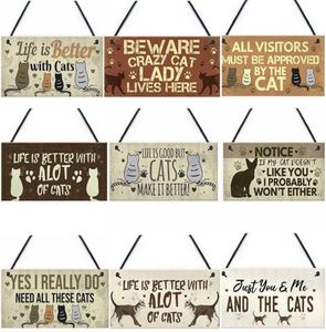 Cat Plaques Wooden Animal Printed Hanging Sign For Window Door Wall Decor Home Garden Yard Wood Plaques Christmas Decoration8640425