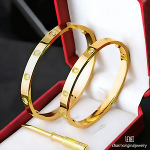 Tasarımcı Bilezik Kadın Moda Lüks Takı Bileklik Bileklik Bileklik Bileklikler 18K Gül Gümüş Titanyum Çelik Pırlanta Bangles Bilezikler Erkek Kadınlar 17/19/21/22cm