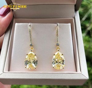 Other Jewepisode 18K Gold Color 9x13MM Citrine Diamond Drop Earrings For Women Wedding Party Fine Jewelry Birthday Gifts2711334