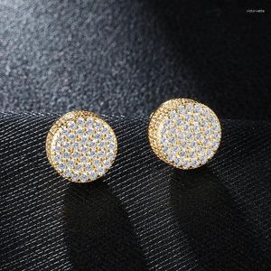 Stud Earrings D&Z Luxury Shiny Full Crystal For Male Hip Hop Iced Out Round Pendientes Hombre Ear Jewelry
