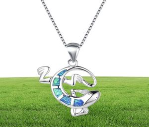 高品質のブルーオパールジェッコペンダントピュアソリッド925 Sterling Silver Necklace for Gift6737328