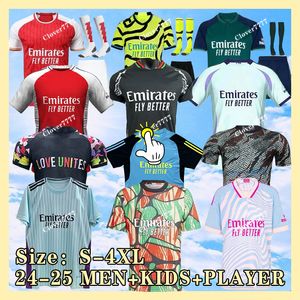 Arsena Soccer Jerseys Saka Odegaard 23 24 25 Rice Saliba Martinelli Томас Николас Смит Роу Г. Джесус Тирни Смит Роу 2023 2024 Футбольная рубашка детская набор Дом в гостях.