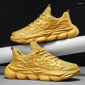 Casual Shoes Fashion Couples Dragon Totem Gold Red Men Running Sneakers Spring Summer Women Comfortable Sport Jogging