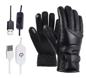 Guanti riscaldati elettrici invernali Ciclo antivento Ciclo riscaldamento caldo touch screen guanti da sci USB alimentati per uomini donne 2011044847672