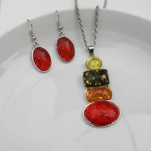 Orecchini di collana set Europa e gli Stati Uniti Fashion Imition Amber Pendant Retro Ethnic Paragrafo Gioielli