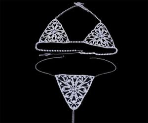 Ny design Womens Flower Sexy Body Chain Bh Harness Halsband Crystal Underwear Belly Body Chain Panties Body SMyckes T2005089661014