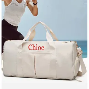 Shopping Bags Name Custom Travel Bag Large Capacity Dry Wet Separation Fitness Embroidered Independent Shoe Compartment Luggage