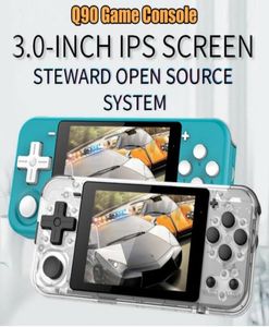 Powkiddy Q90 3inch IPSスクリーンハンドヘルドコンソールデュアルオープンシステムゲームコンソール16シミュレータレトロPS1キッズギフト3D新しいゲーム10PCS7303276