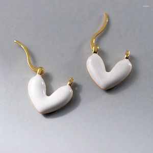 Hoop -Ohrringe 925 Sterling Silber Exquisite weiße Epoxidform für Frauen Mädchen Einfacher Mode süß durchbohrtes Schmuck Geschenk