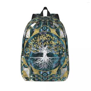 Backpack Tree Of Life Marble And Gold Travel Canvas Women School Laptop Bookbag Vikings Yggdrasil College Student Daypack Bags