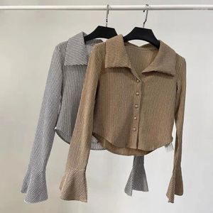 Blusas femininas vintage para feminino túnica túnica listras listradas tops 2024 blusas mujer de moda chique chique fino coreano y2k blusa