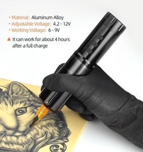 New Wireless Tattoo Machine Pen Original Portable Lithium Battery Power Supply LED Digital Display Tattoo Cartridge Needle Equipme2766074