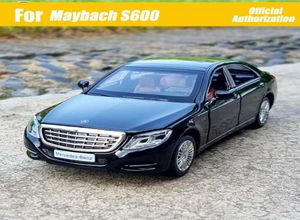 132 Escala Diecast Metal Ligon Luxury Sedan Car Modelo para Thebenz Maybach S600 S Coleção Veículo 6 portas abertas Car4307420