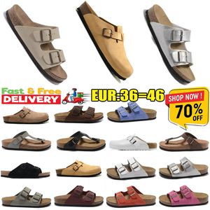 2024 Mens Slippers Sandal Designer clogs Sandals Men Women Slides Black White Suede Leather Buckle Strap Platform Falt Slides size 36-46