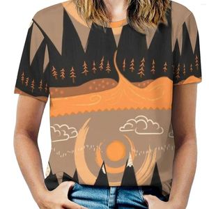 Kvinnors T-skjortor Sunny Mountain Pass Fashion Print Women Lamer Girls T-shirt harajuku Rund hals Kort ärm toppar TEES AWESOME RADICAL