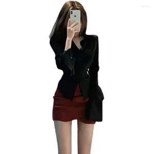 Work Dresses Spring Autumn 2024 Sexy Clothes Two Piece Set Female Outfits For Women Shirt High Waist A-line Sexyskirt Korean Profession S