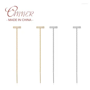 Stud Earrings CANNER 925 Sterling Silver Single Row Zircon Chain Tassel Earline Studs For Women 2024 Korean Fashion Earring Jewerly