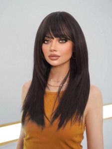 High temperature resistant fiber wig Europe and the United States fashion long straight hair layer full head cover