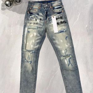 Kvinnors byxor Fashion Purple Roca Brand Jeans Hög kvalitet med gatafärgad nödhöjning Låghöjning av mager denim