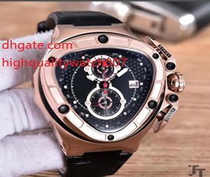 Fashion Chronograph Triangle Watch Men Anniversary VK Quartz Chronograph Working Sport Racing Car 18k Rose Gold Leathe1656835