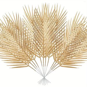 Dekorativa blommor 15st Golden Artificial Palm Leaves simulerade tropiska växt inomhus utomhus DIY Tillbehör Bröllopsfest Heminredning