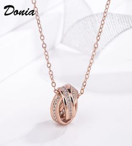 Donia Jewelry European och American Fashion Three Rings of Copper Micro Inlaid Zircon Fashion Accessories Luxury Birthday Present 1747719