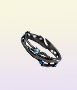 Thaya CZ Milkyway Black Rings Bluge Bright Cubic Zirconia Rings 925銀ジュエリー