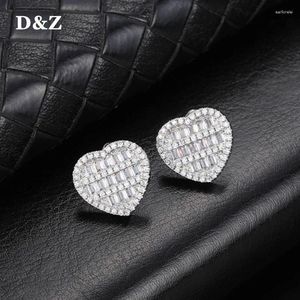 Dangle Earrings D&Z Baguette Heart Shape Stud Earring Iced Out CZ Stones For Women Sparkling Zircon Ear Cuff Clip Wedding Jewelry
