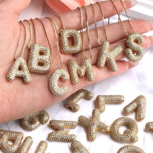 New Micro Set Zircon 26 Letter Pendant Necklace Copper Plated Gold Fashion Versatile Classic Jewelry