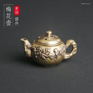 Серьги ожерелья устанавливают чистый латунный сливовый чайный чайник, украшения, сияющие чайные церемония домашнее животное Венван старый.