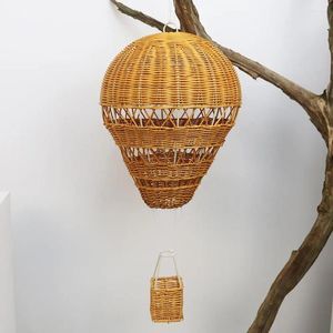 Dekorativa figurer Creative Rattan Woven Air Balloon Hanging Decorations for Baby Room Kindergarten Handgjorda hantverksväggprydnader