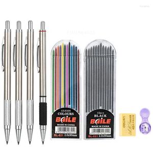 2,0 mm Metall Mechanical Pencil Set School Office Automatik mit Lead Supplies Writing Stationer