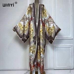 Summer Kimono Africa Boho Drukuj sukienka plażowa Eleganckie stroje wakacyjne dla kobiet Abaya Dubai luksus