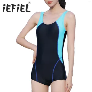 Kvinnors badkläder kvinnor en bit baddräkt bodysuit ärmlös u halsringning sportstil randig tryck strandkläder surfa simning jumpsuit