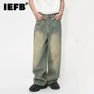 Iefb vintage gradient baggy jean byxor trend mens mode orolig y2k stil personlighet bred ben casual denim pant 9c1149 240430