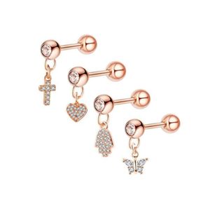 Dangle Heart Butterfly Cross Cross Palm Ear Chrząstka Tragus Studs Kolczyki Ciało przekłuwanie klejnotów dla kobiet i dziewcząt3926429