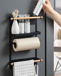 Magnetic Fridge Shelf Paper Towel Roll Holder Magnetic Storage Rack Spice Hang Rack Decorative Metal Shelf Kitchen Organizer7565750