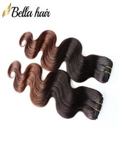 Ombre Haarbündel 1B4 Malaysian Human Haart Schussweber Wave Wave Dip Dye Zwei Ton 2OR3OR4 BONDLESLOT BELLAHAIR5322408