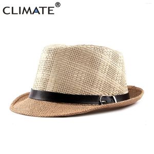 Berets Climate Summer Cool Straw Hat Men Vintage Fedora Paper Retro Hats for Man Solid Fedoras Cap