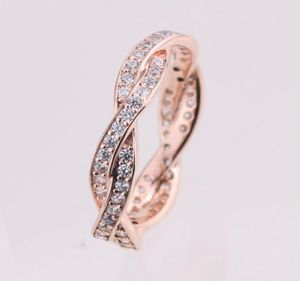 Rose Gold Twist of Fate Ring Original Silver Fits For Style Jewelry 180892CZ H88976799