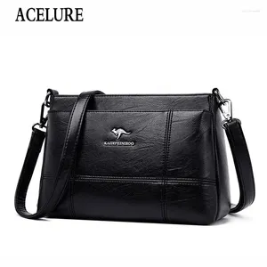 Bag Acelure Solid Color Pu Leather Small Shoulder Bags For Women Ladies Black Red Zipper High Capacity Shopping Party Purse