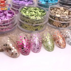 TCT-885 Aşk Kalp Çivileri Glitter Pulin 1mm En Küçük Boyut Sevgililer Günü Dekorasyon Jel Polonya Paillette Manikür Aksesuarları 240426