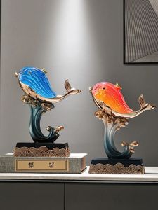 Statue Small Fish Dekoration Familie Wohnzimmer Büro TV -Schrank Weinschrank Foyer Tabletop Dekoration Delphin Fisch Statue 240424