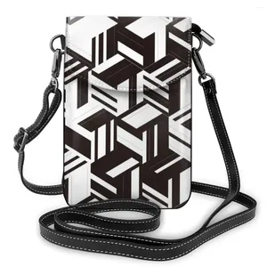 Axelväskor märke mini plånbokväska för s telefon messenger 3d geometri tryck liten crossbody med lång remkvinna handväska