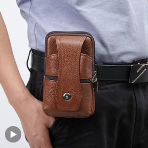 Waist Bags Genuine Leather Bag For Men Women Fanny Pack Belt Male Female Belly Bum Hip Shoulder Crossbody Cross Body Handbag Kangaroo